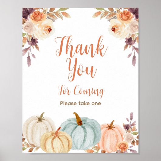 Rustic Pumpkin Floral Hartelijk dank voor uw komst Poster (Voorkant)