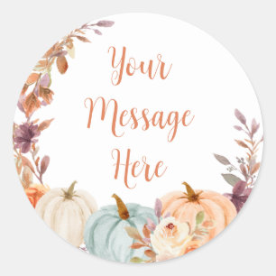Rustic Pumpkin Floral Je bericht hier Sticker