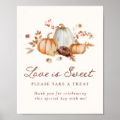 Rustic Pumpkin Floral Love is Sweet Favors Sign Poster (Voorkant)