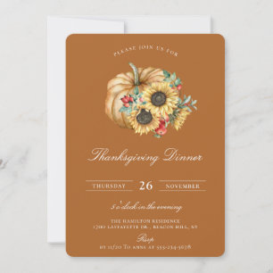 Rustic Pumpkin Floral Thanksgiving Dinner Kaart