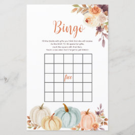 Rustic Pumpkin Floral Waterverf Bingo Game