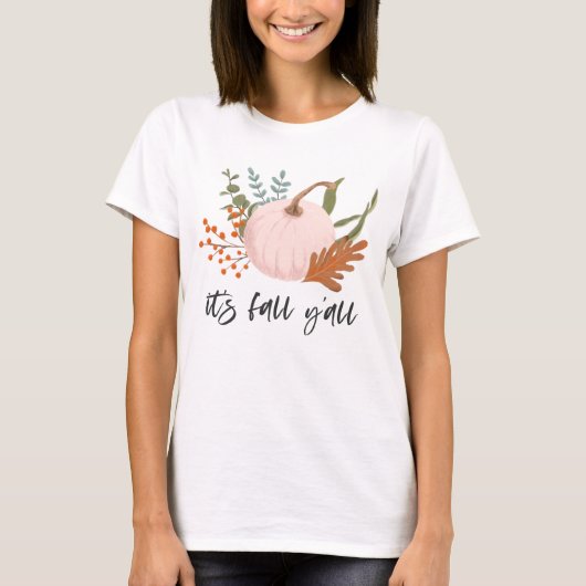 Rustic Pumpkin Foliage Het is Herfst Y T-shirt (Voorkant)