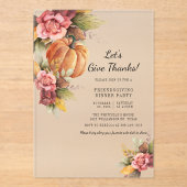 Rustic Pumpkin Friendsgiving Acryl Uitnodigingen (Voorkant)