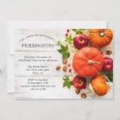 Rustic Pumpkin Friendsgiving Thanksgiving-diner Kaart (Voorkant)