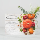 Rustic Pumpkin Friendsgiving Thanksgiving-diner Kaart (Staand voorkant)