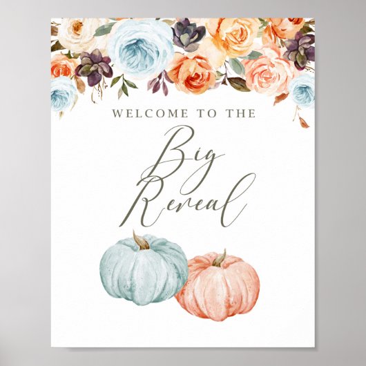 Rustic Pumpkin Gender onthult Herfst Welkomstbord Poster (Voorkant)