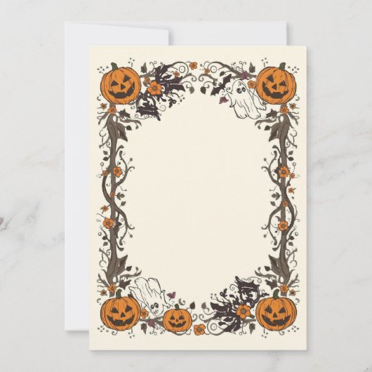 Rustic Pumpkin & Ghost Spooky Fall Halloween Party Kaart (Achterkant)