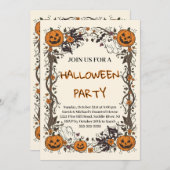 Rustic Pumpkin & Ghost Spooky Fall Halloween Party Kaart (Voorkant / Achterkant)