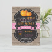 Rustic Pumpkin Girl Baby shower Invitation Kaart (Staand voorkant)