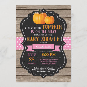 Rustic Pumpkin Girl Baby shower Invitation Kaart