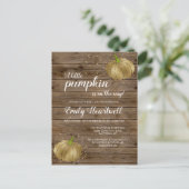 Rustic Pumpkin Gold Glitter Confetti Baby shower Briefkaart (Staand voorkant)