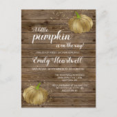 Rustic Pumpkin Gold Glitter Confetti Baby shower Briefkaart (Voorkant)