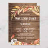 Rustic Pumpkin Golden Foliage Thanksgiving Dinner Kaart (Voorkant / Achterkant)