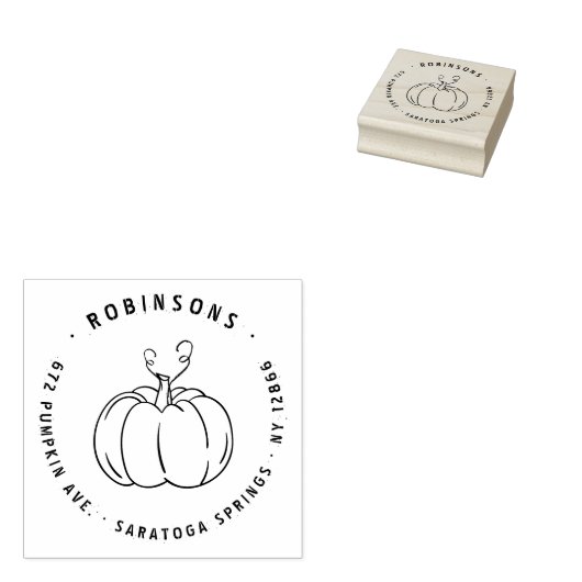 Rustic Pumpkin Halloween Fall Return Address Rubberstempel (Gestempeld)