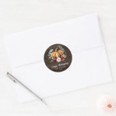 Rustic Pumpkin Happy Thanksgiving Favor Ronde Sticker (Envelop)