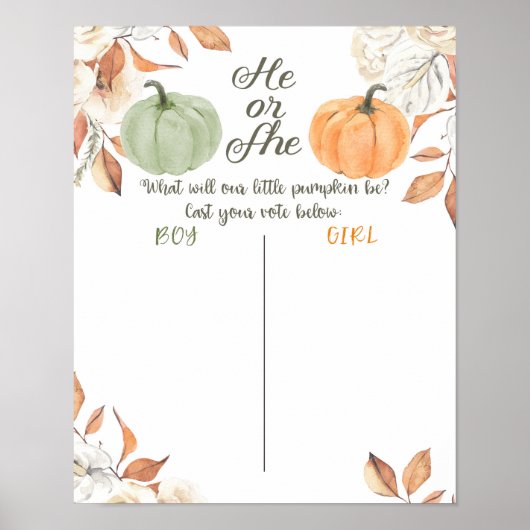 Rustic Pumpkin HE of SHE Voeding Board Poster (Voorkant)