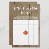 Rustic Pumpkin Herfst Baby shower Gift Bingo Kaart (Voorkant / Achterkant)