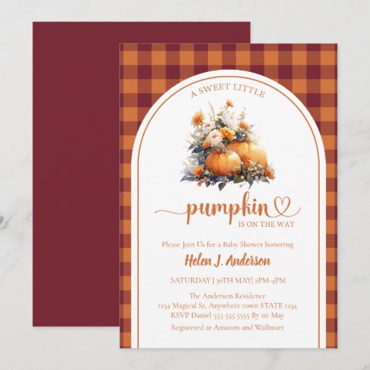Rustic Pumpkin Herfst Baby shower Kaart (Voorkant / Achterkant)
