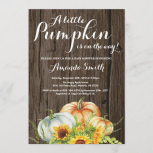 Rustic Pumpkin Herfst Baby shower Kaart