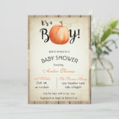 Rustic Pumpkin Herfst Baby shower Kaart (Staand voorkant)
