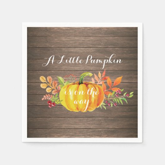 Rustic Pumpkin Herfst Baby shower Napkin Servet (Voorkant)