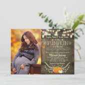 Rustic Pumpkin Herfst Baby shower Uitnodigingsfoto Kaart (Staand voorkant)