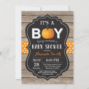 Rustic Pumpkin Herfst Baby shower-uitnodigingskaar Kaart
