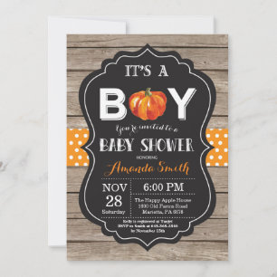 Rustic Pumpkin Herfst Baby shower-uitnodigingskaar Kaart