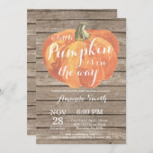 Rustic Pumpkin Herfst Baby shower-uitnodigingskaar Kaart (Voorkant / Achterkant)
