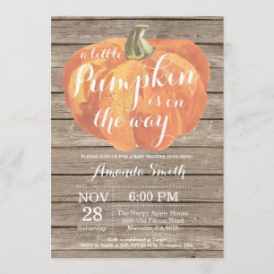 Rustic Pumpkin Herfst Baby shower-uitnodigingskaar Kaart