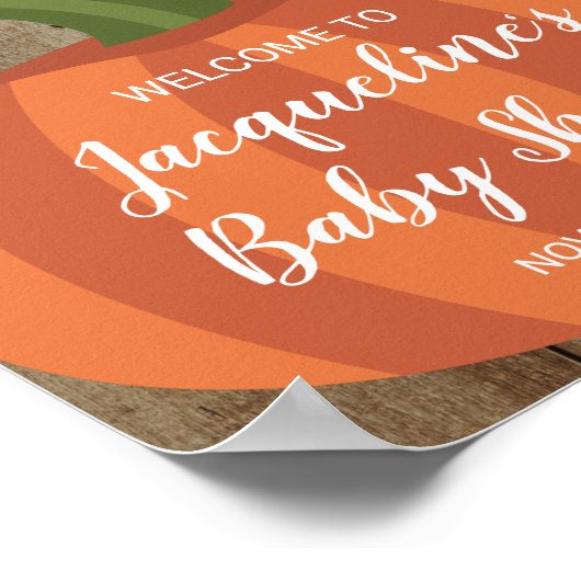 Rustic Pumpkin Herfst Baby shower Welkom Poster (Hoek)