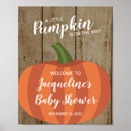 Rustic Pumpkin Herfst Baby shower Welkom Poster