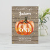 Rustic Pumpkin Herfst Birthday Invitation Gold Kaart (Staand voorkant)