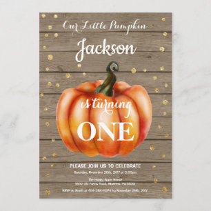 Rustic Pumpkin Herfst Birthday Invitation Gold Kaart