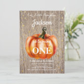 Rustic Pumpkin Herfst Birthday Invitation Gold Kaart (Staand voorkant)