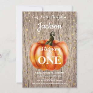Rustic Pumpkin Herfst Birthday Invitation Gold Kaart