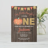 Rustic Pumpkin Herfst Birthday Invitation Gold Kaart (Staand voorkant)