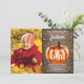 Rustic Pumpkin Herfst Birthday Invitation Gold Kaart (Staand voorkant)