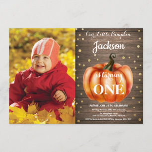 Rustic Pumpkin Herfst Birthday Invitation Gold Kaart