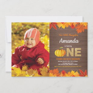 Rustic Pumpkin Herfst Birthday Invitation Gold Kaart