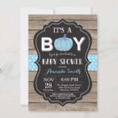 Rustic Pumpkin Herfst Blue Baby shower Invitation Kaart (Voorkant)