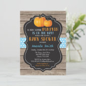 Rustic Pumpkin Herfst Boy Baby shower Uitnodiging (Staand voorkant)