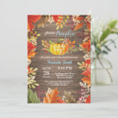 Rustic Pumpkin Herfst Boy Baby shower Uitnodiging (Staand voorkant)