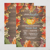 Rustic Pumpkin Herfst Boy Baby shower Uitnodiging (Voorkant / Achterkant)