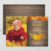Rustic Pumpkin Herfst First Birthday Gold Kaart (Voorkant / Achterkant)