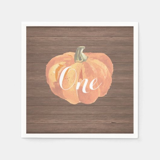 Rustic Pumpkin Herfst First Birthday Party Napkin Servet (Voorkant)