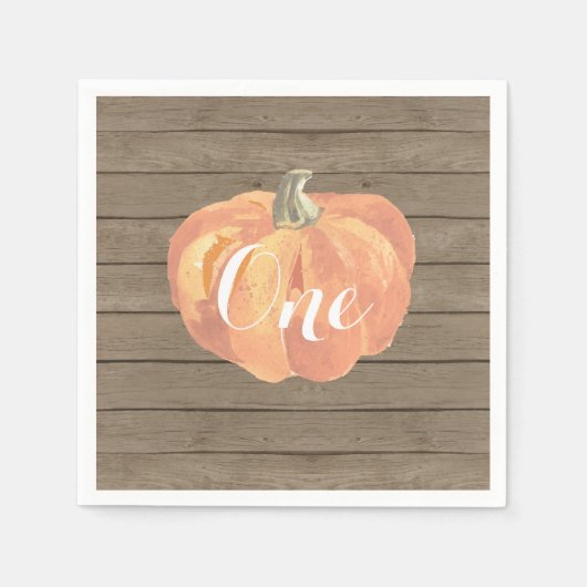 Rustic Pumpkin Herfst First Birthday Party Napkin Servet (Voorkant)
