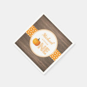 Rustic Pumpkin Herfst First Birthday Party Oranje Servet (Hoek)