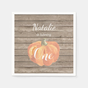 Rustic Pumpkin Herfst First Birthday Party Servet