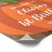 Rustic Pumpkin Herfst First Birthday Welcome Sign Poster (Hoek)